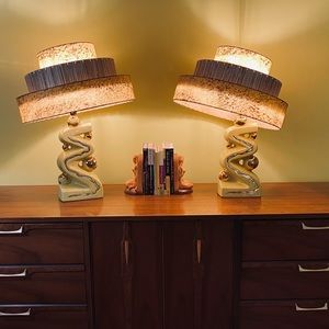 VTG 1950’s MCM ATOMIC HOWARD KRON ZIGZAG LAMP set PICK UP ONLY 19104